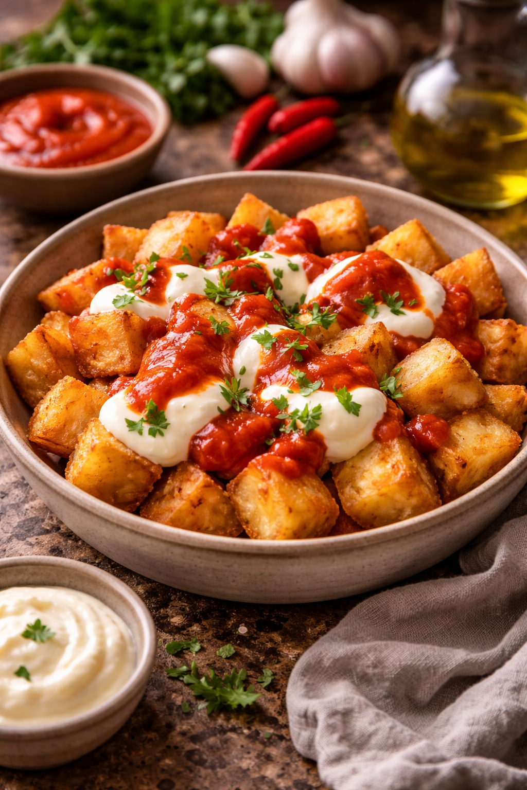 Patatas bravas perfectas: el truco para que queden crujientes por fuera y suaves por dentro