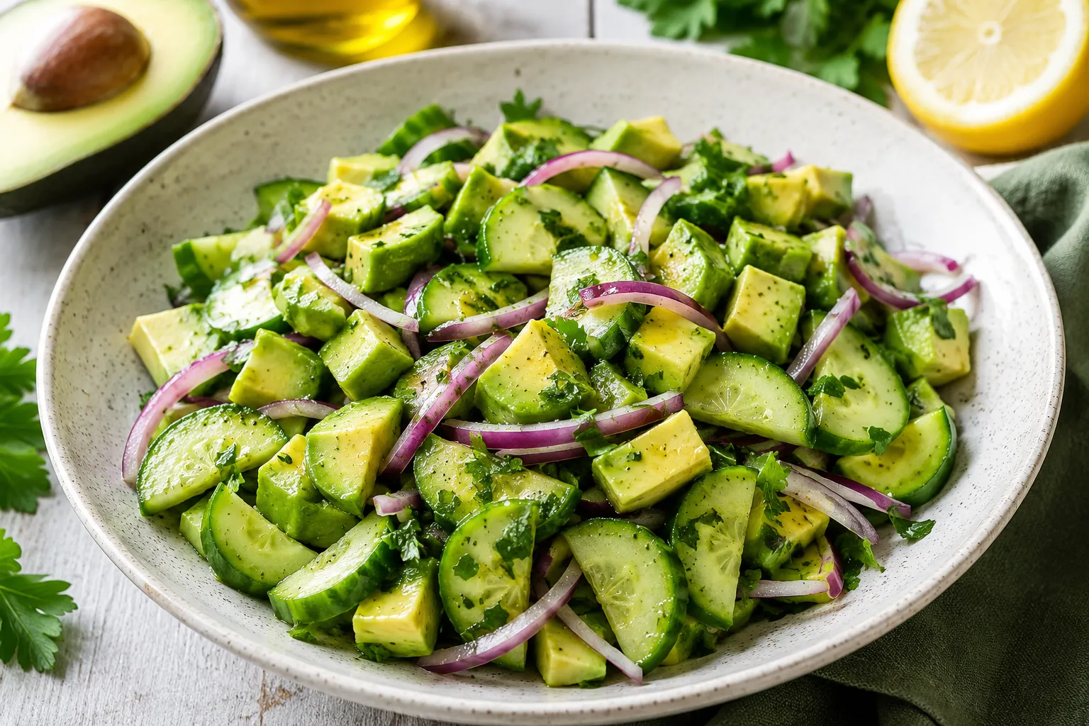 Ensalada de aguacate y pepino fresca y fácil