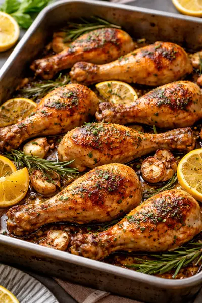 Muslitos de pollo al horno jugosos y crujientes con limón y especias