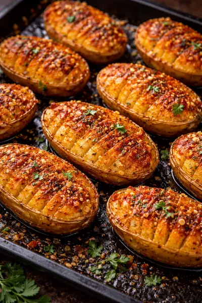 Patatas al horno crujientes con pimentón y ajo