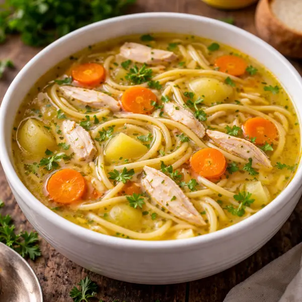 Sopa de pollo casera