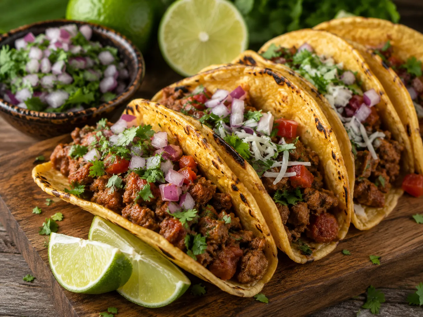 Tacos mexicanos caseros de carne jugosa